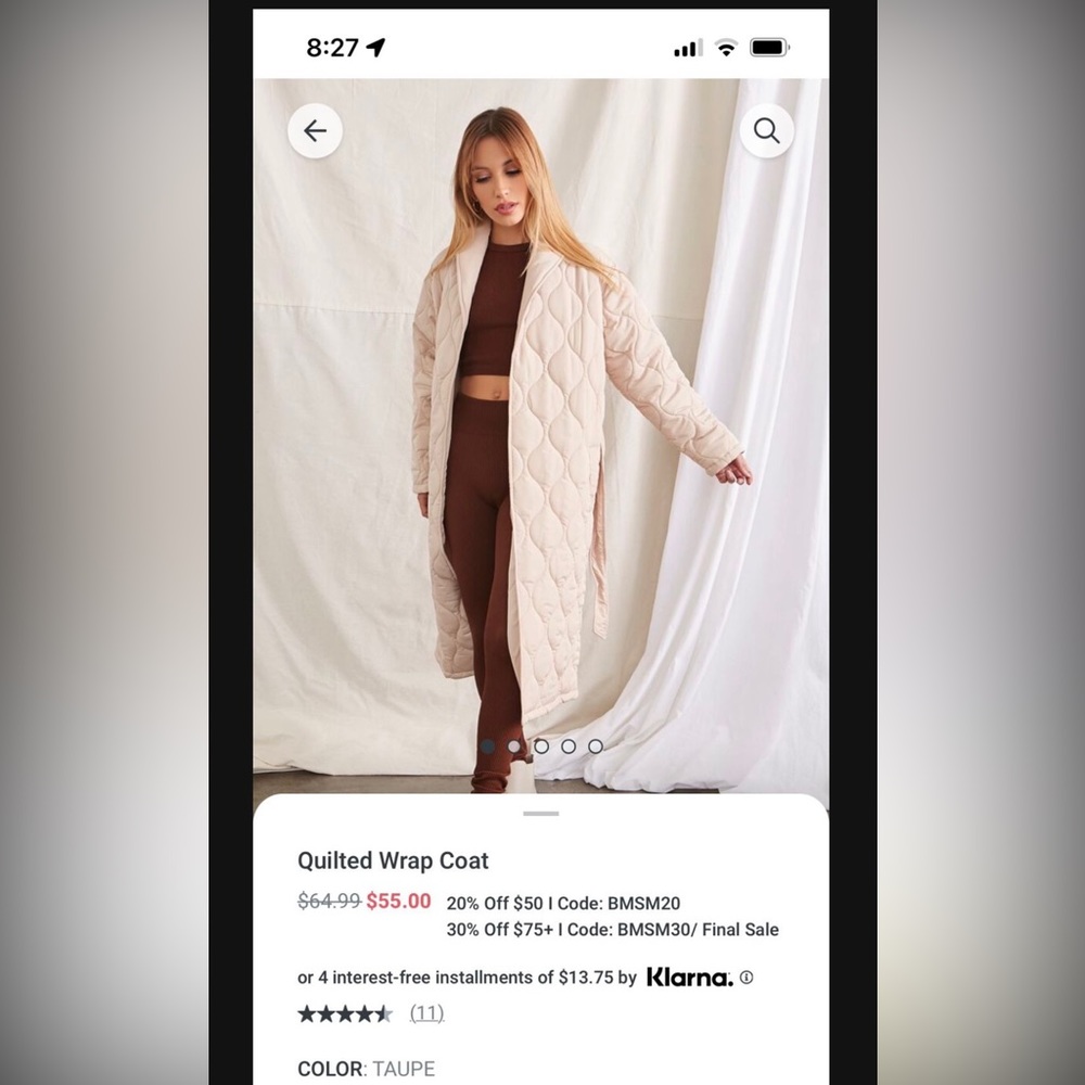 Quilted wrap coat